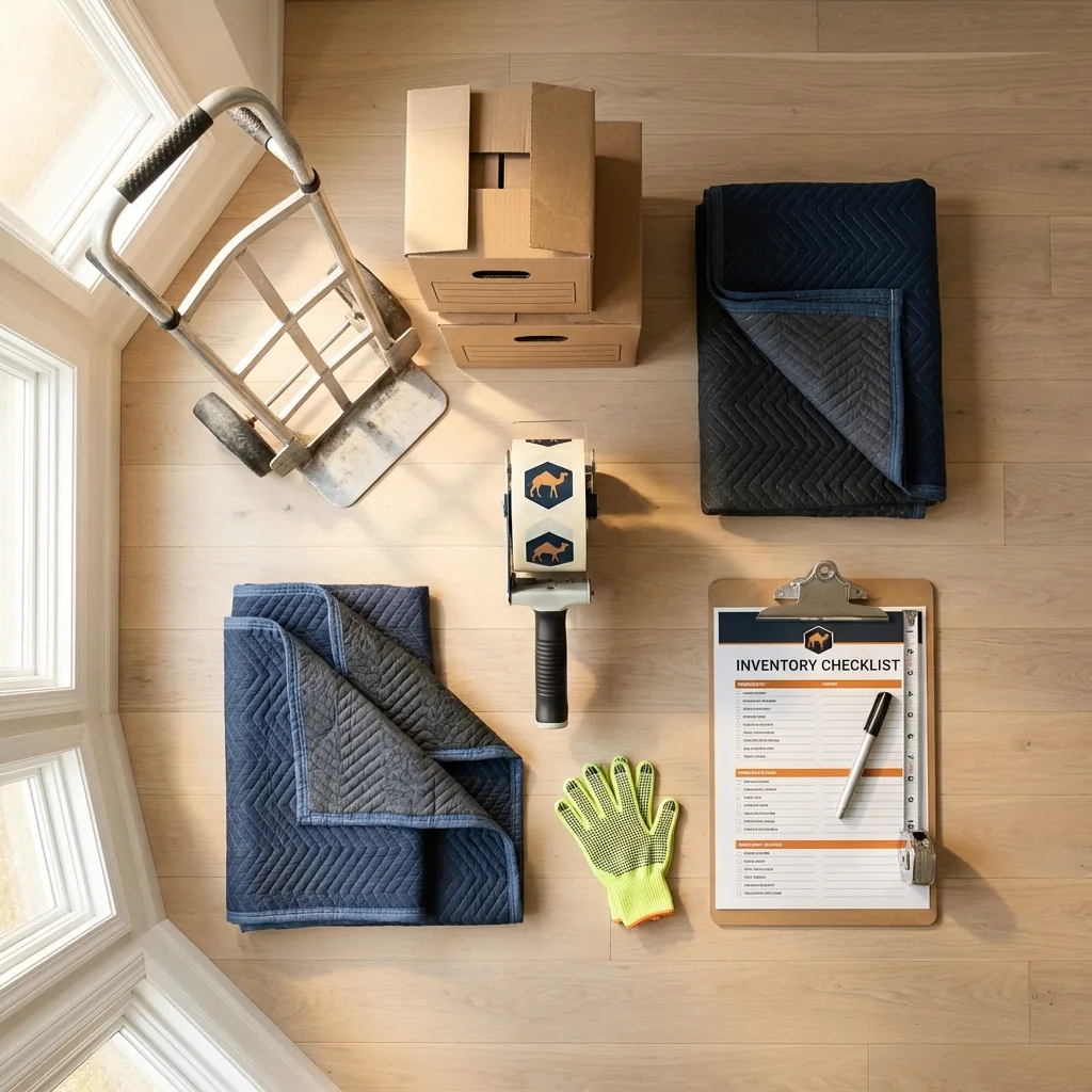 Professional moving supplies and packing materials layout for Rochester residential relocations